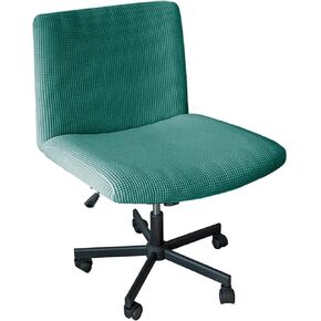 Armless Office Chair Cover Criss Cross Chair Cover Slipcover Protectors Stretch Knitted Jacquard Chair Covers Wide Seat Chair Cover Computer Desk Vanity Accent Chair Covers Pink