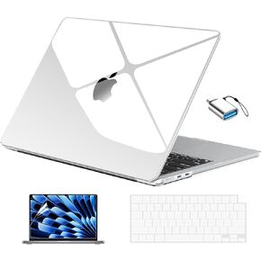 EooCoo Case Compatible for MacBook Air 13 inch M3 M2 2025 2024-2022, [30% Thinner, No Gaps] Protective Shell Cover Seamless Fit for Mac Air 13.6" Laptop Model: A3113/A2681, Crystal Clear