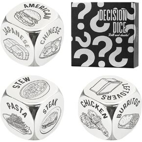 InnoBeta 3 PCS Food Dice Game Food Decision Dice Food Dice for Couple Anniversary Steel Gift for Him Date Night Dice Game Presents from Wife Date Night Christmas Valentine Sweetest Day