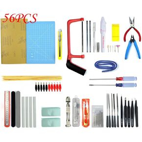 Professional 56 PCS Gundam Model Tools Kit Modeler Basic Tools Craft Set Hobby Building Tools Kit for Gundam Car Model Building Repairing and Fixing(H)
