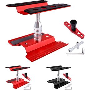 RC Car Work Stand Repair Workstation 360 Degree Rotation Lift with Wheel Wrench Tools for 1/8 1/10 1/12 1/16 1/18 Scale Cars Trucks Buggies (Red or Black at Random)