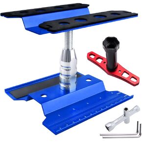 RC Car Work Stand Repair Workstation 360 Degree Rotation Lift with Wheel Wrench Tools for 1/8 1/10 1/12 1/16 1/18 Scale Cars Trucks Buggies (Red or Black at Random)