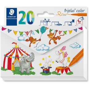 STAEDTLER Triplus Colour 323 CL20 Felt-Tip Pens Triangular Stable Impressive Tip Line Width Approx. 1 mm Set of 20 Colours in Packaging
