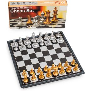 Travel Folding Magnetic Chess Set -9.8 inches (25 Centimeters) - Folding and Portable Chess Board Games