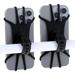 2Pcs Bike Phone Mount, Universal Bike Motorcycle Phone Mounts, Universal Bicycle Phone Holder with 360° Rotatable Silicone Mount, Compatible with 4.7-6.8 Inches Phones
