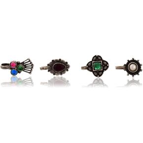THE_LOVELY_STORE_|| Multi -B || Jewels Beautiful Oxidised Clip-On Nosepin Set for womens and girls || Multicolour || Pack of 1 || Nose jewelry || Nose pin || Nose stud ||