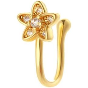 Fake Nose Ring Stainless Steel CZ Crystal Flower Nose Cuff Non Piercing Faux Septum Nose Rings Dainty Clip On Jewelry for Women Men
