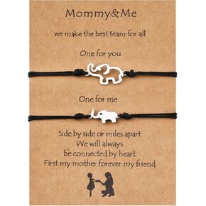 Mother Daughter/Son Bracelet Set Dinosaur/Elephant Bracelets Daughter Son Gifts from Mom Mom Birthday Gifts for Mom and Son Daughter Mommy Me Gifts for Him Her