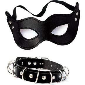OLYPHAN Black Cat Costume for Women Black Cat Eye Mask Costume Faux Leather Catwoman Mask/Masquerade Masks & Sexy Choker Necklace Adults/Adult Halloween Accessories