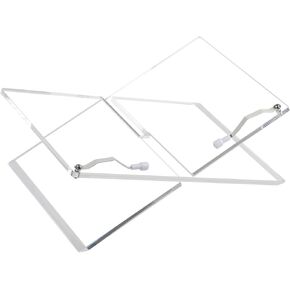 Clear Acrylic Book Stands with Page Clips, Open Bookstand for Display and Reading, Perfect for Cookbook, Sheet Music, Bible, Recipe, Textbook (12.5" x 9.5" x 5.5")