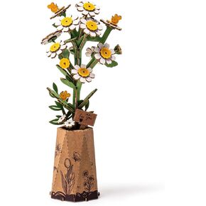 ROBOTIME 3D Puzzles Wooden Artifical Flower Chamomile DIY Model Building Kit to Build for Adults Bouquet Botanical Collection Craft Brain Teaser Puzzle Creative Gift Home Decor