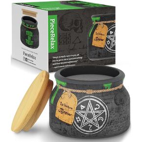 3D Puzzle Jar 64 Plastic Pieces for Adults - Witches Brew - Wooden Lid Container for Kitchen Dining Study Living Room No Glue Requied Small [BC1022]