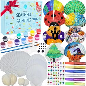 Lanwexy Sea Shell Painting Kit for Kids DIY Painting Present for Girls Boys Easter Art and Craft Kits for Age 4 5 6 7 8 9 10 11 12 13 Year Old Birthday Day