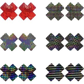 Sequin Stick-On Nipple Covers, Invisible Nipple Pasties, Women's Lingerie & Underwear Accessories (Cross)
