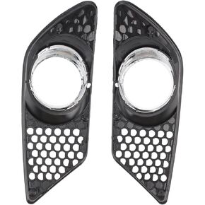 AUTOKAY Front Left and Right Fog Light Chrome Shell with Black Insert Cover Trims For Mercedes Benz C300 W204 08-2011 Set of 2 LED Angle Eyes Fog Light Lamps Cover Grill
