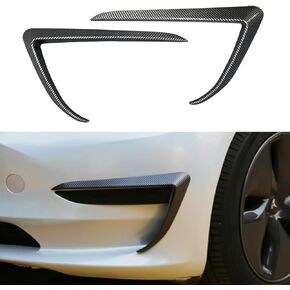 Model 3 Front Fog Light Trim Cover Carbon Fiber Fog Light Cover for Tesla Model 3 2019-2023 Eyebrow Spoiler Accessories Fog Lamp Frame Blade Trim (Matte Carbon Fiber)