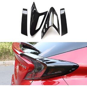MICROCK Tail Light Cover Trim Rear Taillight for Toyota C-HR CHR 2018 2019 2020 2021 2022, ABS Carbon Fiber, 4pcs