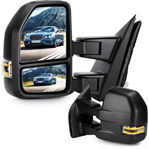 Towing Mirrors for Ford F-150 2015 2016 2017 2018 2019 2020 Power heated Temperature sensor with Turn Signal Light Manual Folding Telescoping (1 Pair)