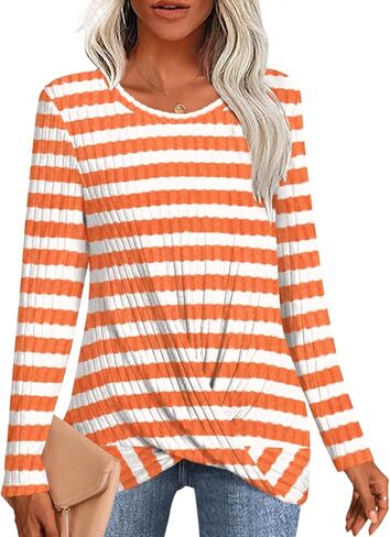 HOTGIFT Womens Winter Tunic Tops Long Sleeve Crewneck Shirts Casual Comfortable Tops Lightweight Blouse in Kuwait