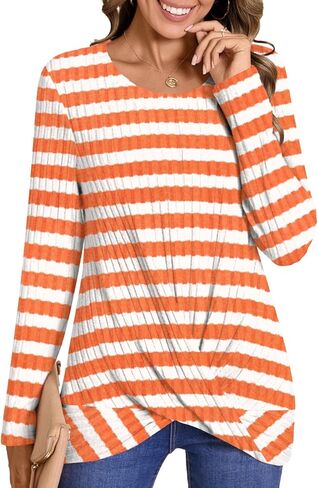 HOTGIFT Womens Winter Tunic Tops Long Sleeve Crewneck Shirts Casual Comfortable Tops Lightweight Blouse in Kuwait