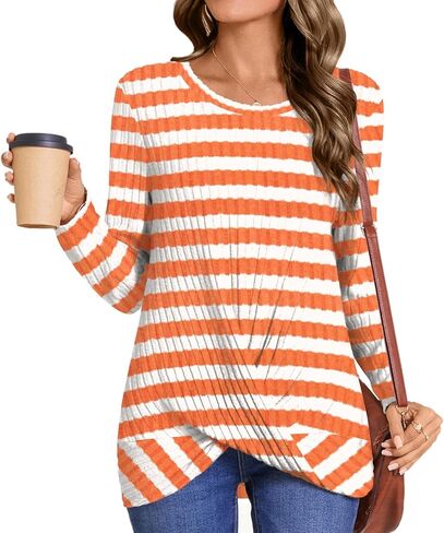 HOTGIFT Womens Winter Tunic Tops Long Sleeve Crewneck Shirts Casual Comfortable Tops Lightweight Blouse in Kuwait