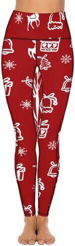 QIVICIMA Womens High Waist Workout Leggings Halloween Christmas Gym Plaid Printed Tummy Control Yoga Pants with Pockets in Kuwait