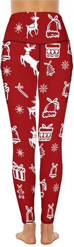 QIVICIMA Womens High Waist Workout Leggings Halloween Christmas Gym Plaid Printed Tummy Control Yoga Pants with Pockets in Kuwait