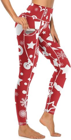 QIVICIMA Womens High Waist Workout Leggings Halloween Christmas Gym Plaid Printed Tummy Control Yoga Pants with Pockets in Kuwait