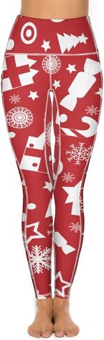 QIVICIMA Womens High Waist Workout Leggings Halloween Christmas Gym Plaid Printed Tummy Control Yoga Pants with Pockets in Kuwait