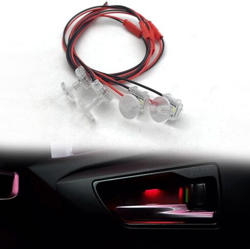 4pcs Red Car Door Light,Flush Mount 12V LED Light for Bumper Grille Cars Interior Dash Ambient Lighting Motorcycle Door Bowl Lamp LED Indicator Light Transparent Shell Light Guide Light Source in Kuwait