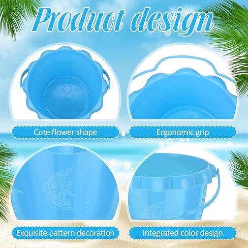 Lenwen 14 Pcs 6.5 Inch Water Bucket for Kids Mini Sand Buckets Plastic Small Bucket with Handles Bright Colored Toy Bucket Sand Pail for Beach Candy and Play Pool Gift Party, 7 Colors in Kuwait