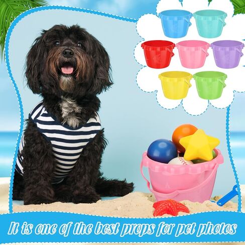 Lenwen 14 Pcs 6.5 Inch Water Bucket for Kids Mini Sand Buckets Plastic Small Bucket with Handles Bright Colored Toy Bucket Sand Pail for Beach Candy and Play Pool Gift Party, 7 Colors in Kuwait