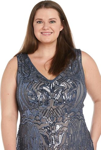 R&M Richards Long Beaded Dress W/Contrast Lining, V-Neckline & Godet Skirt in Kuwait