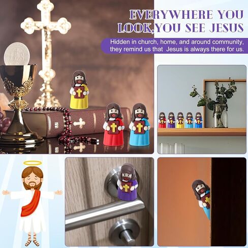 50 Pcs Mini Jesus Figures Bulk Jesus Loves You Figurines to Hide and Seek Bright Little Jesus Christian Party Favors Christmas Sunday Religious Church Gift for Easter Egg Stuff(Colorful) in Saudi Arabia