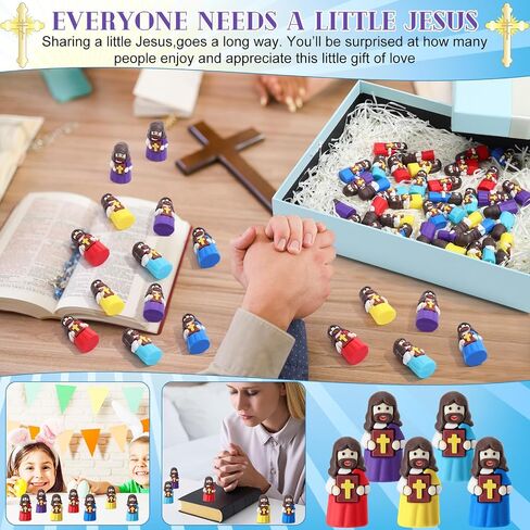50 Pcs Mini Jesus Figures Bulk Jesus Loves You Figurines to Hide and Seek Bright Little Jesus Christian Party Favors Christmas Sunday Religious Church Gift for Easter Egg Stuff(Colorful) in Saudi Arabia