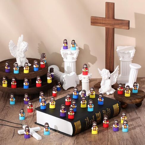 50 Pcs Mini Jesus Figures Bulk Jesus Loves You Figurines to Hide and Seek Bright Little Jesus Christian Party Favors Christmas Sunday Religious Church Gift for Easter Egg Stuff(Colorful) in Saudi Arabia