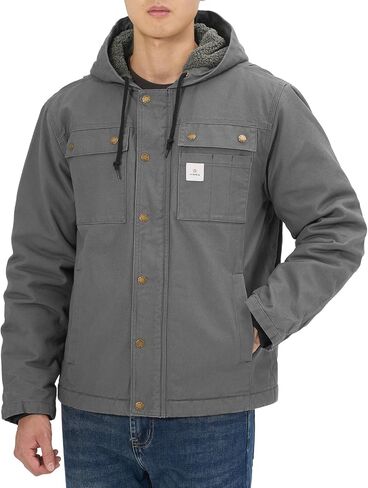 HISEA Men's Duck Sherpa-Lined Jacket Relaxed Fit Mens Winter Insulated Canvas Hooded Work Utility Jacket with Pockets in Saudi Arabia