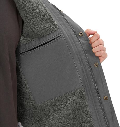 HISEA Men's Duck Sherpa-Lined Jacket Relaxed Fit Mens Winter Insulated Canvas Hooded Work Utility Jacket with Pockets in Saudi Arabia