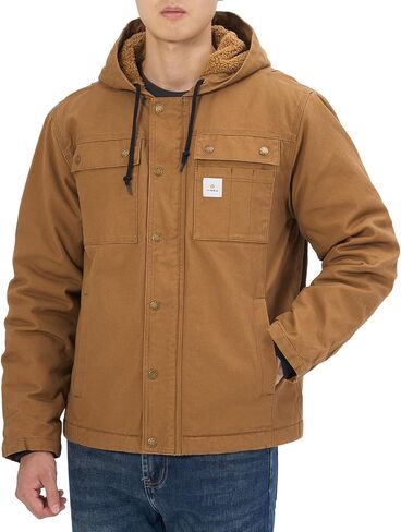 HISEA Men's Duck Sherpa-Lined Jacket Relaxed Fit Mens Winter Insulated Canvas Hooded Work Utility Jacket with Pockets in Saudi Arabia