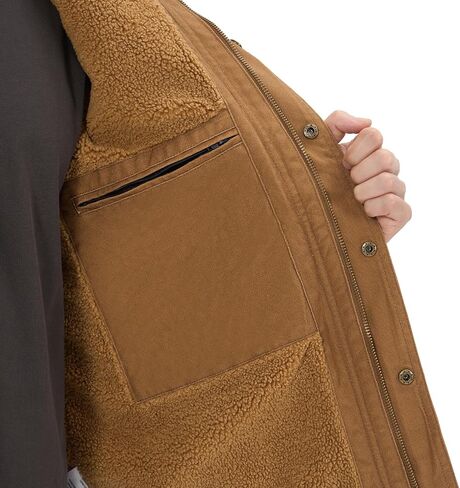 HISEA Men's Duck Sherpa-Lined Jacket Relaxed Fit Mens Winter Insulated Canvas Hooded Work Utility Jacket with Pockets in Saudi Arabia