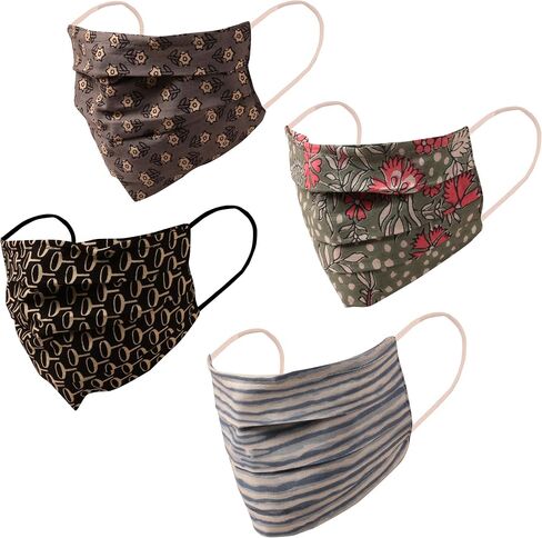 Touchstone Indian Heritage Fabric filter pocket nose bridge double layer cotton face mask reusable washable for men, women (Pack of 3). Red Mustrad White in Kuwait