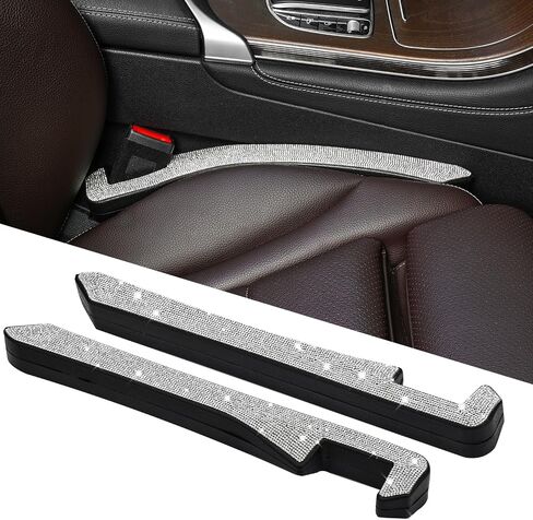 2 Pack Sparkly Diamond Car Seat Gap Filler Universal Gap Filler for Car SUV and Truck Fit Between Seats and Console Stop Things from Dropping (White) in Saudi Arabia