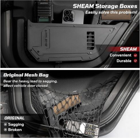 Metal Rear Door Pocket Storage Box Compatible with 2018-2023 Jeep Wrangler JL 4XE JLU Rubicon Sport Sahara Gladiator JT, Door Side Insert Organizer Box Replaces The Weak Saggy Net -2PCS in Kuwait