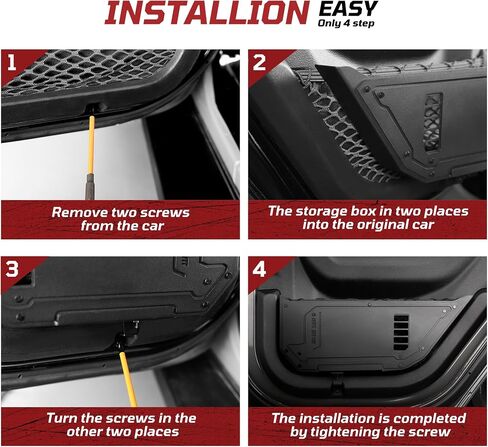 Metal Rear Door Pocket Storage Box Compatible with 2018-2023 Jeep Wrangler JL 4XE JLU Rubicon Sport Sahara Gladiator JT, Door Side Insert Organizer Box Replaces The Weak Saggy Net -2PCS in Kuwait