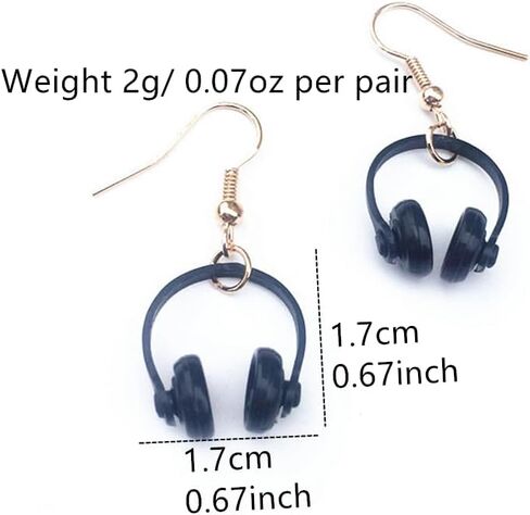 2 Pairs Fun Headset Earrings for Women, Cute Headphone Mic Drop Dangle Earrings, Earbuds Statement Earrings, Earphone Drop Earrings, Gifts for Women Girls in Saudi Arabia