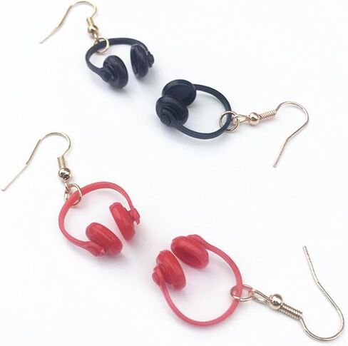 2 Pairs Fun Headset Earrings for Women, Cute Headphone Mic Drop Dangle Earrings, Earbuds Statement Earrings, Earphone Drop Earrings, Gifts for Women Girls in Saudi Arabia