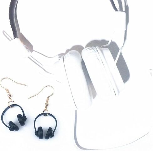 2 Pairs Fun Headset Earrings for Women, Cute Headphone Mic Drop Dangle Earrings, Earbuds Statement Earrings, Earphone Drop Earrings, Gifts for Women Girls in Saudi Arabia