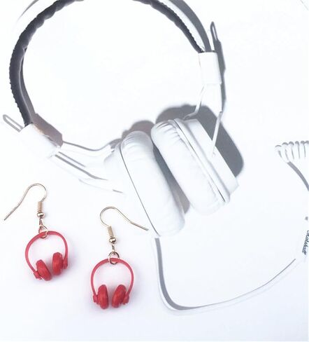 2 Pairs Fun Headset Earrings for Women, Cute Headphone Mic Drop Dangle Earrings, Earbuds Statement Earrings, Earphone Drop Earrings, Gifts for Women Girls in Saudi Arabia