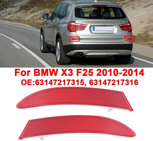 1 زوج X3 F25 2011-2014 المصد الخلفي عاكس أحمر 63147217315 63147217316 عاكسات الضوء الخلفي ملحق مناسب لـ X3 F25 2011-2014. (يسار ويمين) in Kuwait