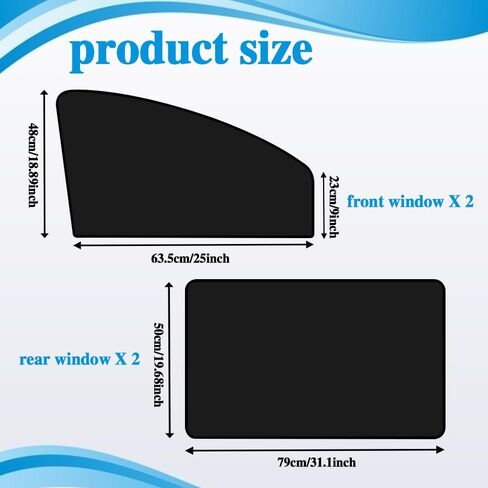 Car Side Window Sun Shade, Magnetic Window Sunshades Privacy Curtains, Strong-Light Blocking&UV Protection Car Window Covers, Universal Car Accessories for Car Camping, Sleeping (Black) in Saudi Arabia